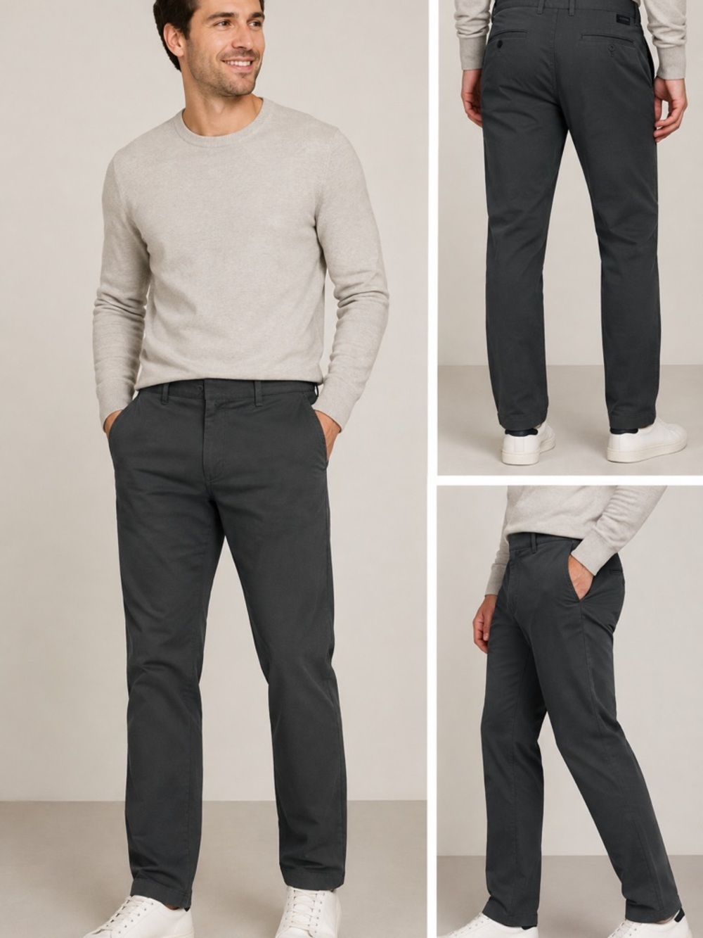 Banana Republic Aiden Chino Pants Mens 35x36 Charcoal Straight Business Casual